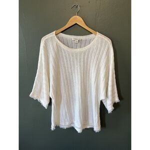 Coldwater Creek Womens White 3/4 Sleeve Knit Pullover Shirt Size Petite Large